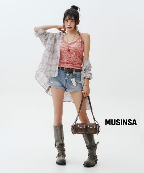 ROSEFRANTZ（ロゼフランツ）の「Multi Pocket Studded Shoulder Bag [Brown]（ショルダーバッグ・レディース・ブラウン・FREE）」の7枚目の写真