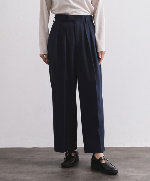 OPAQUE.CLIP（オペークドットクリップ）の「カルゼタックワイドパンツ【洗濯機OK】（その他パンツ・レディース・オフホワイト/ネイビー・38/40）」の11枚目の写真