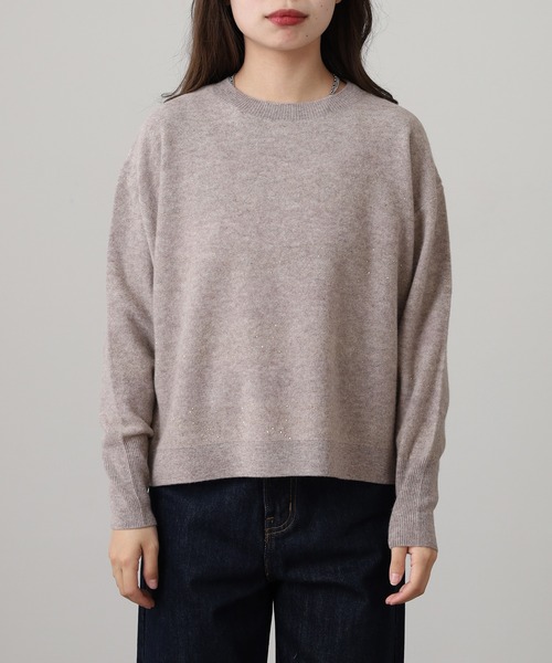 EGLANTINE(エグランティーヌ)の「EGLANTINE ウール100%スパンコールボーダーニット(ニット/セーター・レディース・オフホワイト/ベージュ/ブラック・38)」の10枚目の写真