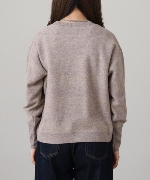 EGLANTINE(エグランティーヌ)の「EGLANTINE ウール100%スパンコールボーダーニット(ニット/セーター・レディース・オフホワイト/ベージュ/ブラック・38)」の12枚目の写真