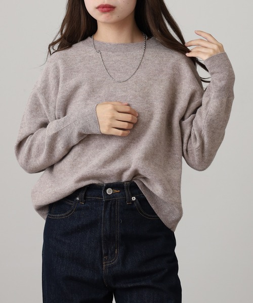 EGLANTINE(エグランティーヌ)の「EGLANTINE ウール100%スパンコールボーダーニット(ニット/セーター・レディース・オフホワイト/ベージュ/ブラック・38)」の7枚目の写真
