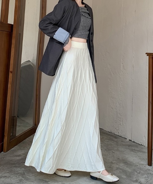 BANNER SELECT(バナーセレクト)の「Aラインダイヤジャガードニットスカート(スカート・レディース・モカ/アイボリー/ブラック/チャコールグレー・FREE)」の6枚目の写真