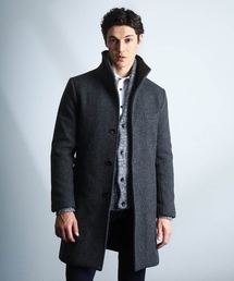 MK MICHEL KLEIN HOMME （エムケーミッシェルクランオム）の「【尾州生地/ウール混】RENEWOOLドビー / スタンドカラーコート（ステンカラーコート・メンズ）」