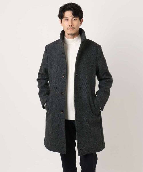 残りわずか/尾州生地/ウール混】RENEWOOLドビー / スタンドカラー