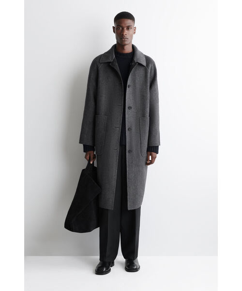 リバーシブルチェックウールコート（ステンカラーコート）｜COS（コス
