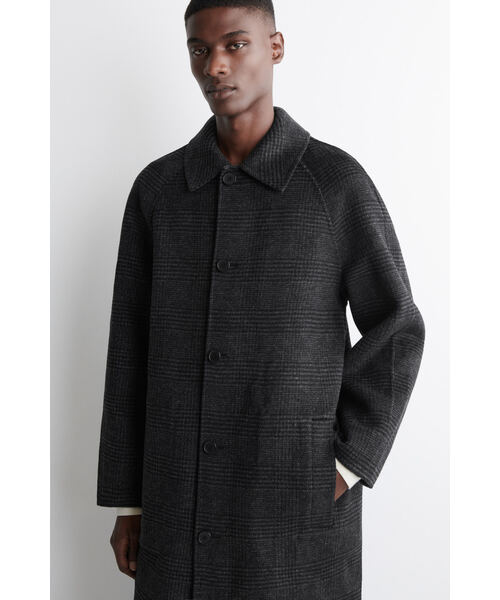 セール】リバーシブルチェックウールコート（ステンカラーコート