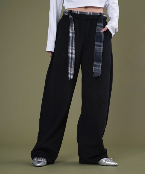 dispark（ディスパーク）の「DISPARK/フェイクスリーブスウェットパンツ（スウェットパンツ・レディース・杢グレー/ブラック・FREE）」の2枚目の写真