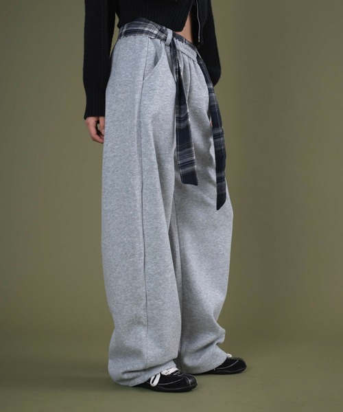 dispark（ディスパーク）の「DISPARK/フェイクスリーブスウェットパンツ（スウェットパンツ・レディース・杢グレー/ブラック・FREE）」の9枚目の写真