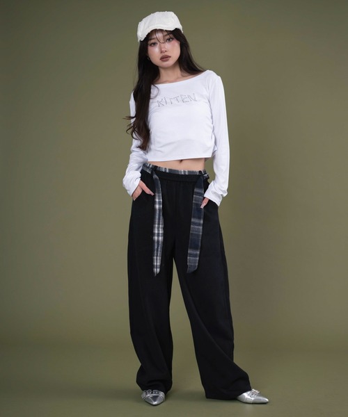 dispark（ディスパーク）の「DISPARK/フェイクスリーブスウェットパンツ（スウェットパンツ・レディース・杢グレー/ブラック・FREE）」の7枚目の写真