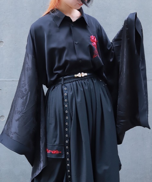 牡丹刺繍和袖シャツ（シャツ/ブラウス）｜REZEN（リゼン）の