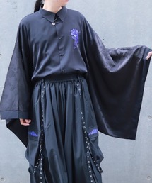 牡丹刺繍和袖シャツ