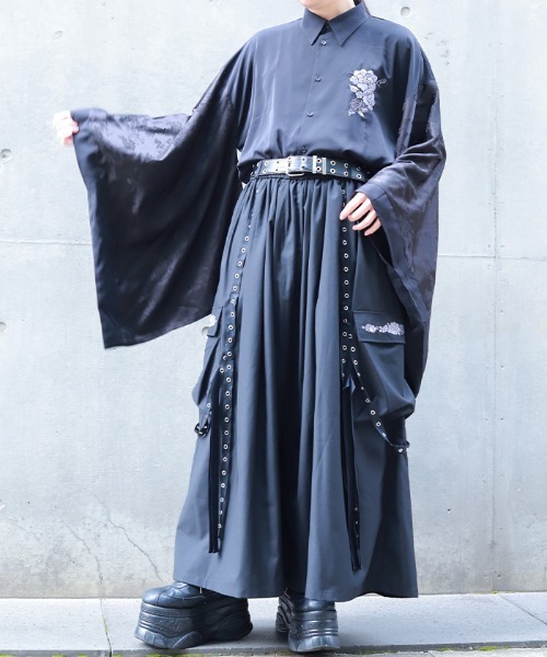 REZEN（リゼン）の「牡丹刺繍和袖シャツ（シャツ/ブラウス・メンズ・ブルーパープル/ライトグレー/ローズ・LARGE/MEDIUM）」の7枚目の写真
