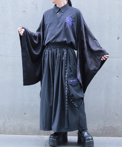 REZEN（リゼン）の「牡丹刺繍和袖シャツ（シャツ/ブラウス・メンズ・ブルーパープル/ライトグレー/ローズ・LARGE/MEDIUM）」の10枚目の写真
