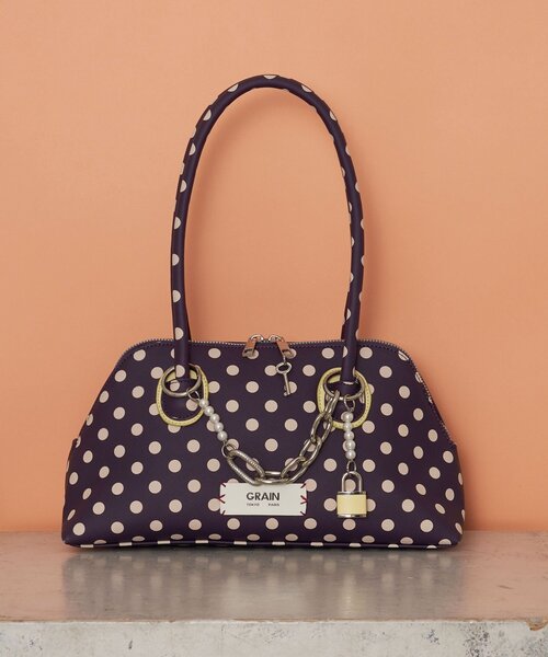 WEB限定】【GRAIN/グレイン】チャーム付き水玉トートバッグ