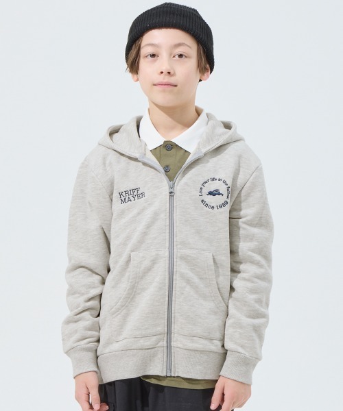 KRIFF MAYER Kid's Collection（クリフメイヤーキッズコレクション）の「裏毛ジップアップパーカー（パーカー・キッズ・グリーン/チャコール/ネイビー/グレー・150/140/130/120/170/160）」の19枚目の写真