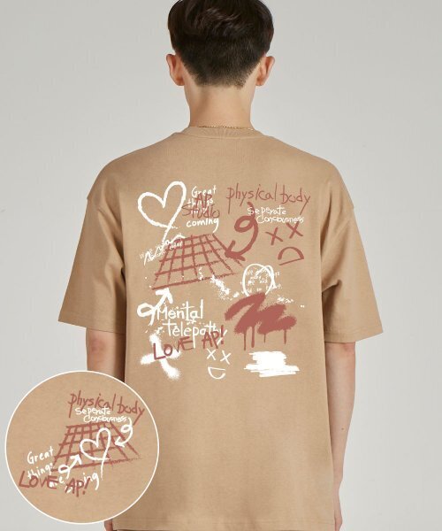 ASTRAL PROJECTION(アストラルプロジェクション)の「バックアストラルグラフィティラウンドネック15番手コットン半袖Tシャツ_ベージュ(Tシャツ/カットソー・メンズ・その他・LARGE/MEDIUM/X-LARGE)」の1枚目の写真