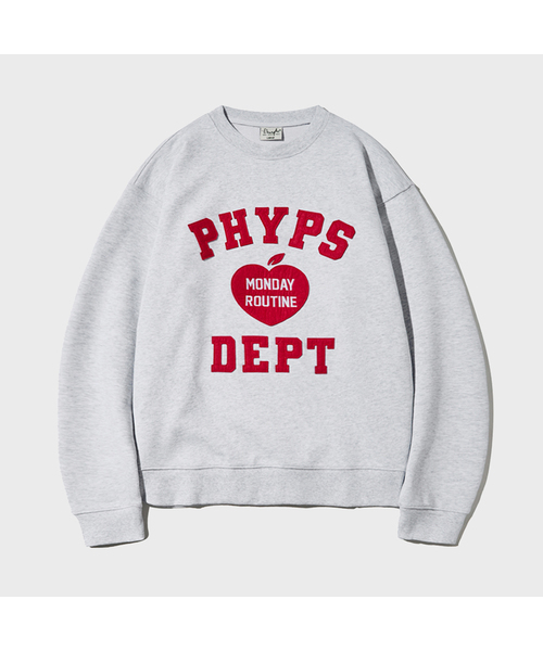 PHYSICAL DEPARTMENT(フィジカル デパートメント)の「アップルアーチロゴスウェットシャツ_ライトグレー(スウェット・レディース・その他・MEDIUM/LARGE/X-LARGE/SMALL)」の1枚目の写真
