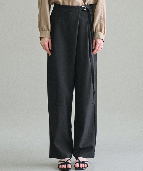 BLANCU（ブランユー）の「ストラップディテールフロントピンタックスラックス（スラックス・レディース・ブラック/グレー・SMALL/MEDIUM/LARGE）」の6枚目の写真