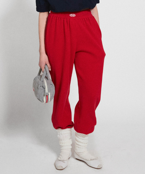 MENASOO（ミナス）の「Track Logo Waffle Jogger Pants_Red（スウェットパンツ・レディース・レッド・F）」の5枚目の写真