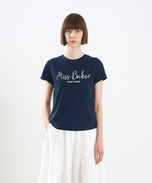 ミスベイカー エンボス刺繍Tシャツ ネイビー