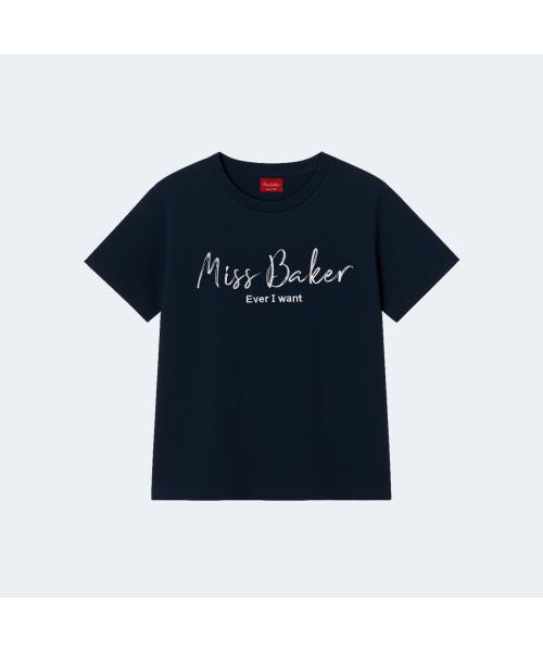 MISS BAKER(ミス ベイカー)の「ミスベイカー エンボス刺繍Tシャツ ネイビー(Tシャツ/カットソー・レディース・ネイビー・SMALL)」の2枚目の写真