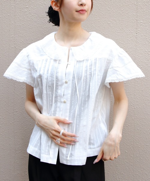 THE SHINZONE(ザ シンゾーン)の「THE SHINZONE/シンゾーン レースブラウス LACE BLOUSE 26MMSBL08(シャツ/ブラウス・レディース・ホワイト/ブラック・36)」の2枚目の写真