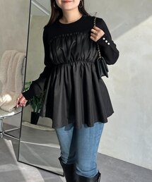 prose verse（プロズヴェール）の「ギャザービスチェドッキングペプラムニット（ニット/セーター）」