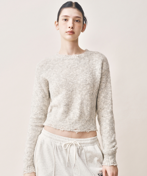 NICK&NICOLE(ニックアンドニコール)の「NICOLE BOKASHI DAMAGE KNIT_GRAY(ニット/セーター・レディース・その他・FREE)」の1枚目の写真
