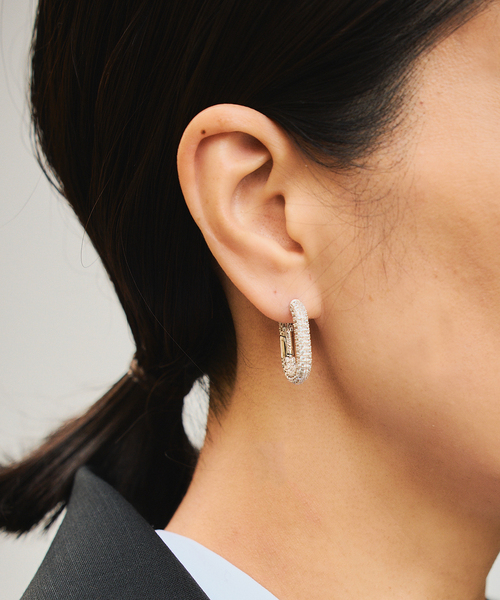 追加》LUV AJ ラヴエージェイ XL PAVE CHAIN LINK HOOP（ピアス（両耳