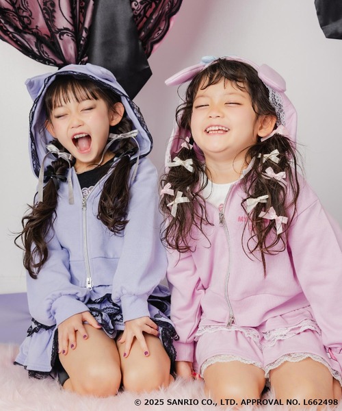 ANAP kids（アナップキッズ）の「ANAPKIDS ×【 マイメロディ クロミ 】耳付きフーディー フリル スウェット パーカー（パーカー・キッズ・ライトピンク/ラベンダー・110/120/130）」の5枚目の写真