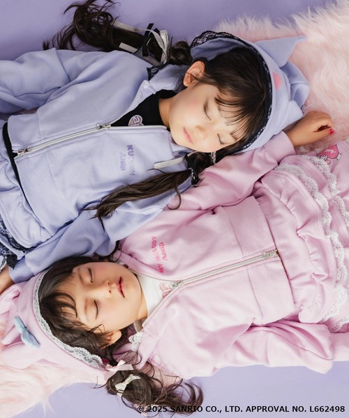 ANAP kids（アナップキッズ）の「ANAPKIDS ×【 マイメロディ クロミ 】耳付きフーディー フリル スウェット パーカー（パーカー・キッズ・ライトピンク/ラベンダー・110/120/130）」の7枚目の写真