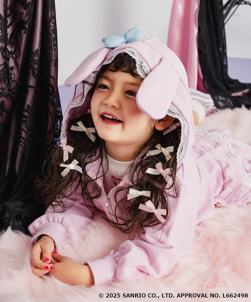 ANAP kids（アナップキッズ）の「ANAPKIDS ×【 マイメロディ クロミ 】耳付きフーディー フリル スウェット パーカー（パーカー・キッズ・ライトピンク/ラベンダー・110/120/130）」の16枚目の写真