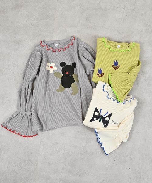 MARKEY'S（マーキーズ）の「スモッキングスリーブワッフルカットソー（Tシャツ/カットソー・キッズ・グレー/オフホワイト/イエロー・100/150/140/110/90/80/130/120）」の9枚目の写真