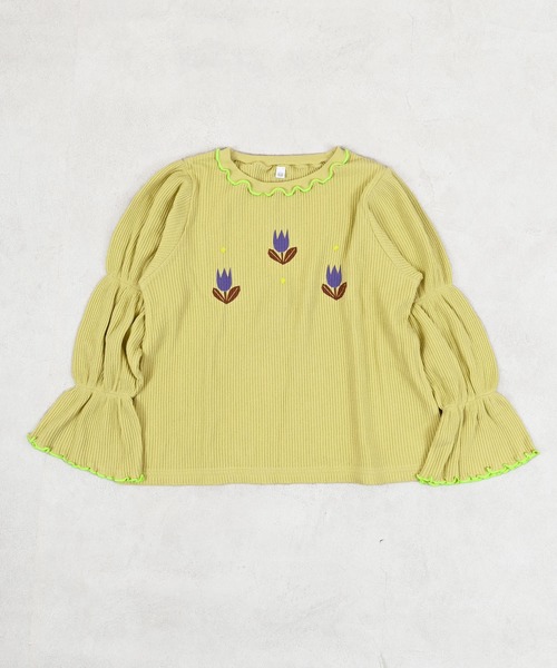 MARKEY'S（マーキーズ）の「スモッキングスリーブワッフルカットソー（Tシャツ/カットソー・キッズ・グレー/オフホワイト/イエロー・100/150/140/110/90/80/130/120）」の10枚目の写真