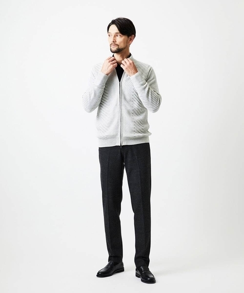 MICHEL KLEIN HOMME   （ミッシェルクランオム）の「ストライプスラックスパンツ（スラックス・メンズ・ブラウン/ダークグレー・MEDIUM/LARGE/X-LARGE）」の4枚目の写真