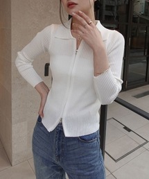 CORNERS | 【2026ss】ダブルジップリブポロニットカーディガン(ニット/セーター)