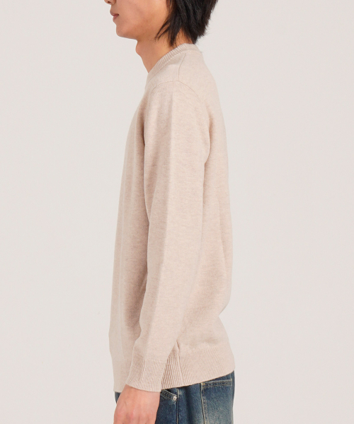 BUTTON SEOUL（ボタンソウル）の「[ウール90] ミニマルクルーネックデイリーニット (ベージュ)（ニット/セーター・メンズ・その他・MEDIUM/LARGE/X-LARGE）」の4枚目の写真