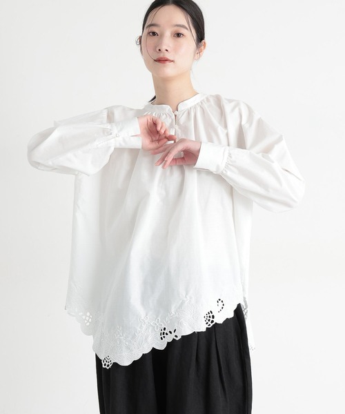 【超美品】FRAMeWORK コットン刺繍ブラウス レディース コットン 裾刺繍 ブラウス通販 [0301-53106