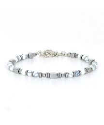 MINI FOCUS（ミニフォーカス）の「男性ファッション火山石黒曜石4mmスチール原石ブレスレットMFJBM34（ブレスレット）」