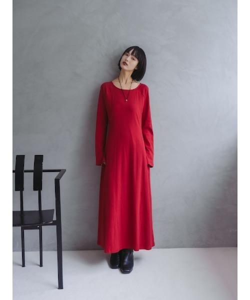 sahara（サハラ）の「Uneck Rib Long Dress/ユーネックリブロングドレス（ワンピース・レディース・ブラック/アイボリー/レッド/ブラウン・FREE）」の17枚目の写真