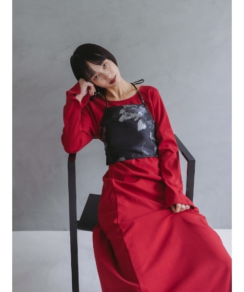 sahara（サハラ）の「Uneck Rib Long Dress/ユーネックリブロングドレス（ワンピース・レディース・ブラック/アイボリー/レッド/ブラウン・FREE）」の19枚目の写真