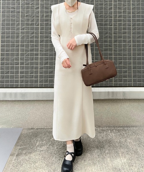 junoah(ジュノア)の「リネン混ニュアンスフリルワンピース【一部ぺチスカートセット】(ワンピース・レディース・アイボリー/ダークブラウン/ブラック・LARGE/MEDIUM/SMALL)」の11枚目の写真