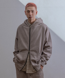 BURNING CAPONE（バーニングカポネ）の「BCリベットスウェットフードパーカージップアップダムベージュ（パーカー）」