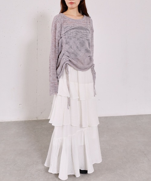 archives（アルシーヴ）の「リンクルフリルティアードスカート（スカート・レディース・ブラック/オフホワイト/シルバーグレー・MEDIUM）」の12枚目の写真