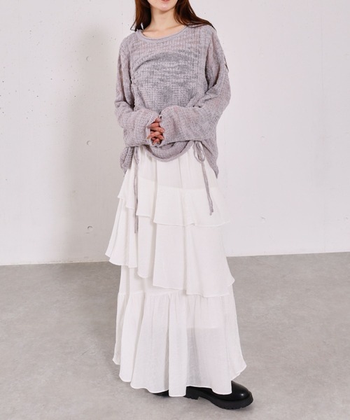 archives（アルシーヴ）の「リンクルフリルティアードスカート（スカート・レディース・ブラック/オフホワイト/シルバーグレー・MEDIUM）」の13枚目の写真