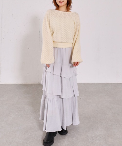 archives（アルシーヴ）の「リンクルフリルティアードスカート（スカート・レディース・ブラック/オフホワイト/シルバーグレー・MEDIUM）」の19枚目の写真