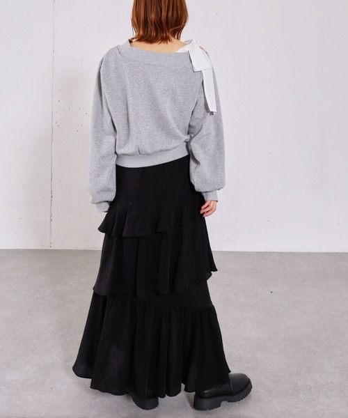 archives（アルシーヴ）の「リンクルフリルティアードスカート（スカート・レディース・ブラック/オフホワイト/シルバーグレー・MEDIUM）」の7枚目の写真