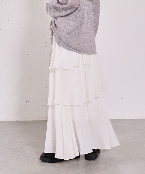archives（アルシーヴ）の「リンクルフリルティアードスカート（スカート・レディース・ブラック/オフホワイト/シルバーグレー・MEDIUM）」の11枚目の写真