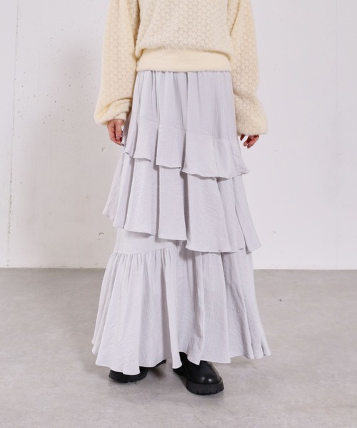 archives（アルシーヴ）の「リンクルフリルティアードスカート（スカート・レディース・ブラック/オフホワイト/シルバーグレー・MEDIUM）」の16枚目の写真