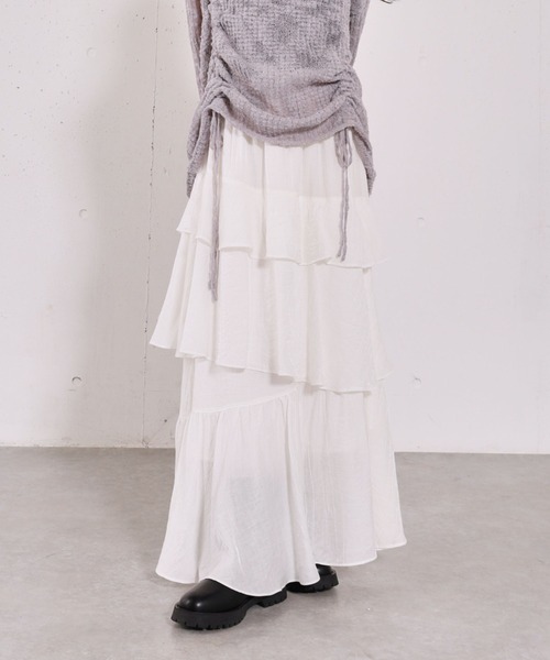archives（アルシーヴ）の「リンクルフリルティアードスカート（スカート・レディース・ブラック/オフホワイト/シルバーグレー・MEDIUM）」の8枚目の写真